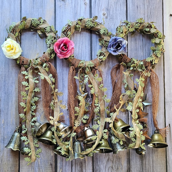 Witches Bells Door Wreath, Handmade Witch Bells, Home Blessing Bells