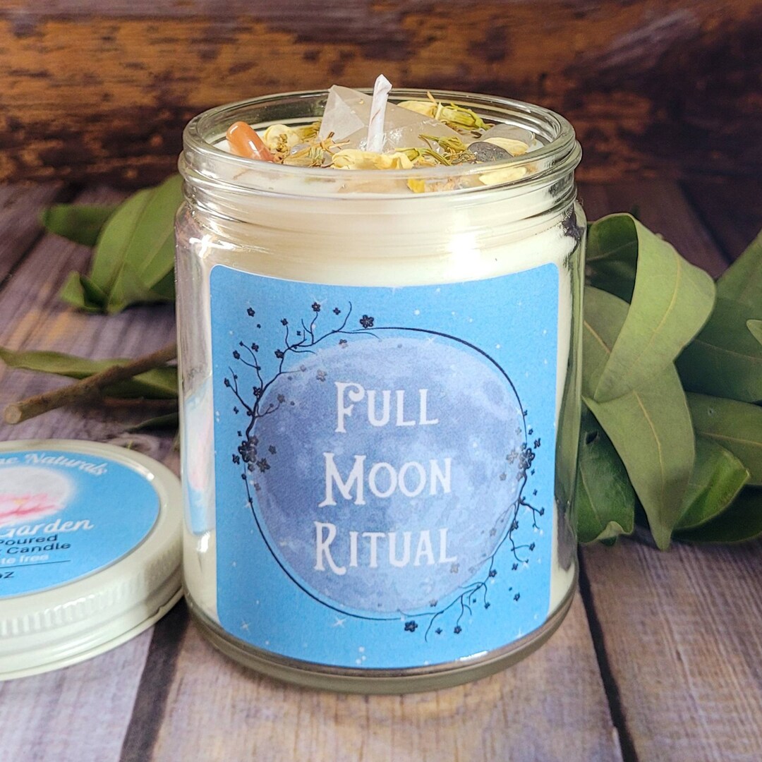 Full Moon Candle Full Moon Ritual Crystal and Herb Candles Witchy