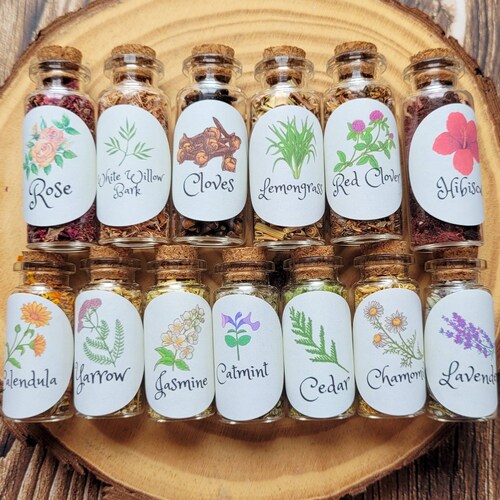 Mini Apothecary Herb Bottles Dried Herbs for Rituals Etsy