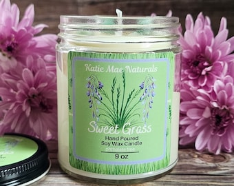 Sweet Grass Soy Wax Candle | Hand Poured Candles | Scented Soy Candle | Spring Scents