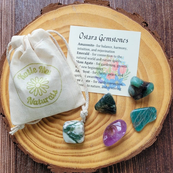 Conjunto de cristales de Ostara / Piedras preciosas para el equinoccio de primavera / Celebración de Ostara / Rueda del año