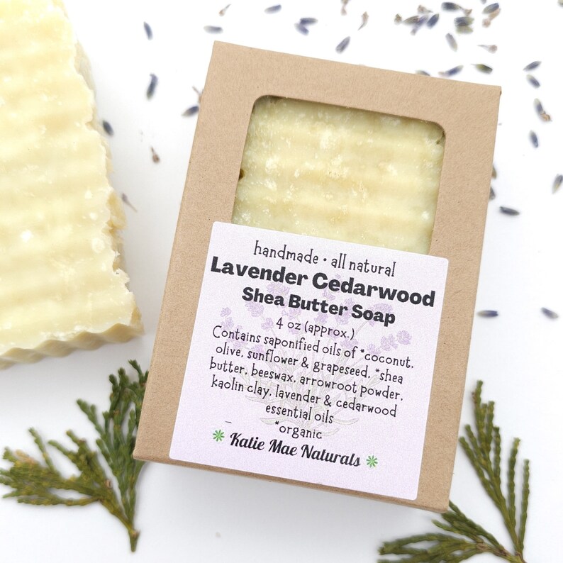 Lavender Cedarwood Shave Soap Shea Butter Soap For Shaving Eco Friendly Zero Waste Soap image 4