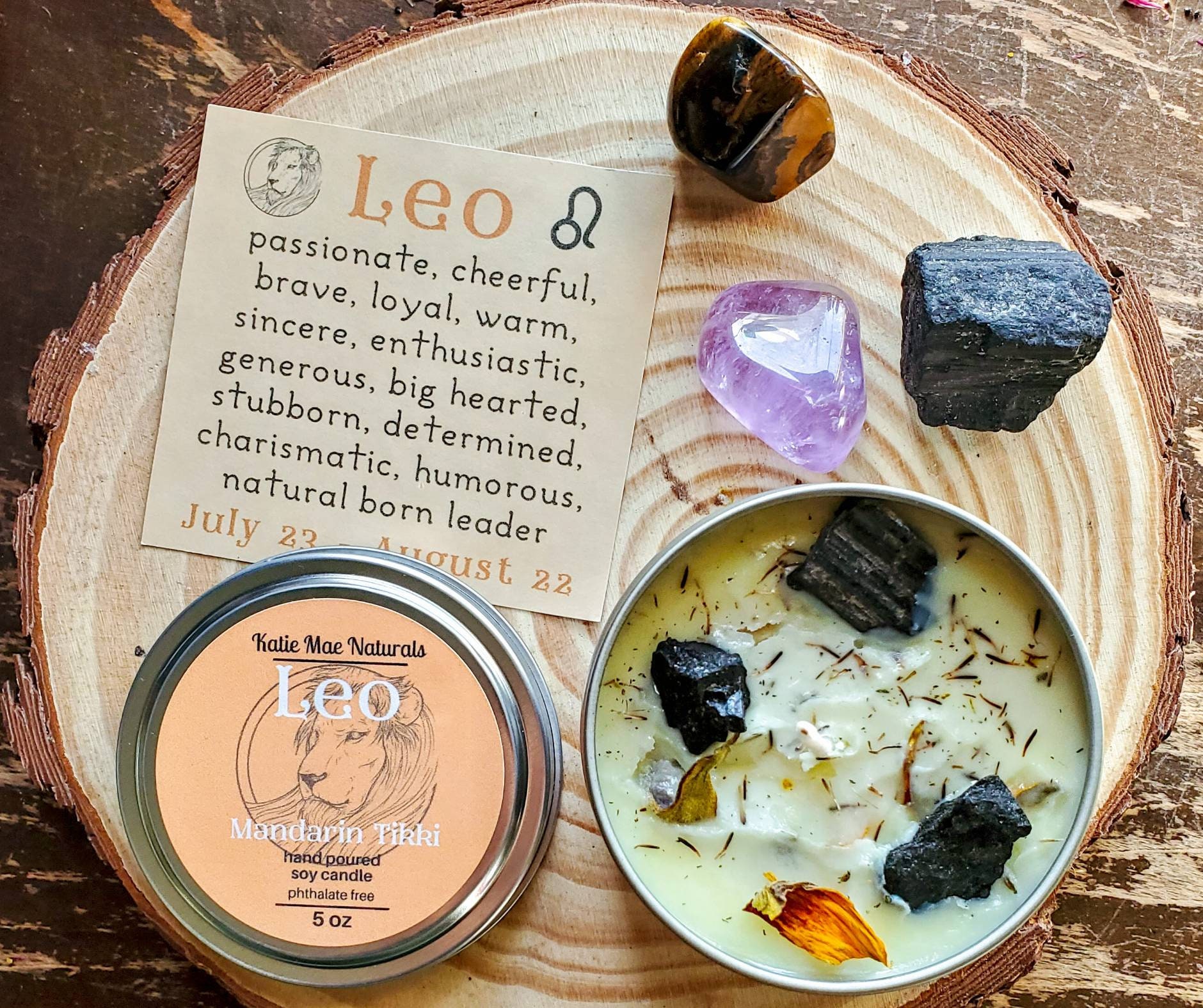 Leo Crystal and Candle Gift Set Leo Zodiac Crystal Kit Etsy