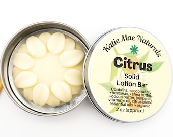 Solid Lotion Bar Citrus Scented | Eco Friendly Natural Skin Care | Zero Waste Lotion