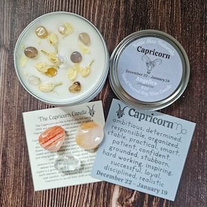Capricorn Gift Set | Capricorn Candle | Gemstones for Capricorn | Gift for Zodiac Sign Capricorn