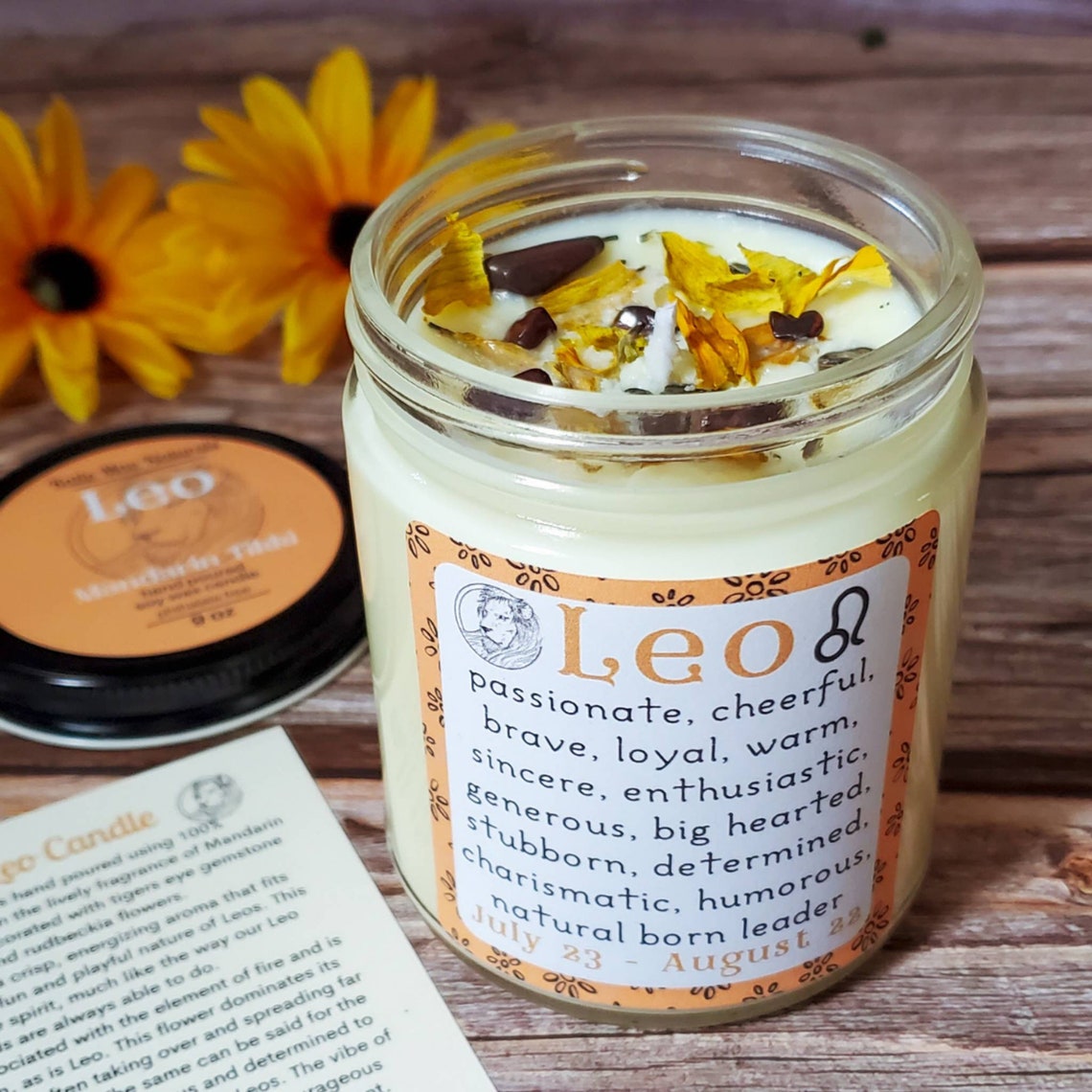 Leo Candle Zodiac Gift for Leo Candles with Crystals and Etsy