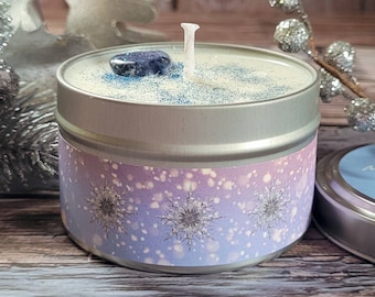 Morning Snowfall Soy Wax Candle | Candles with Crystals | Eco Friendly Candles | Holiday Candles