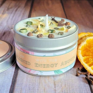 Abundance Crystal Candle: Orange Clove Scented Soy Candle