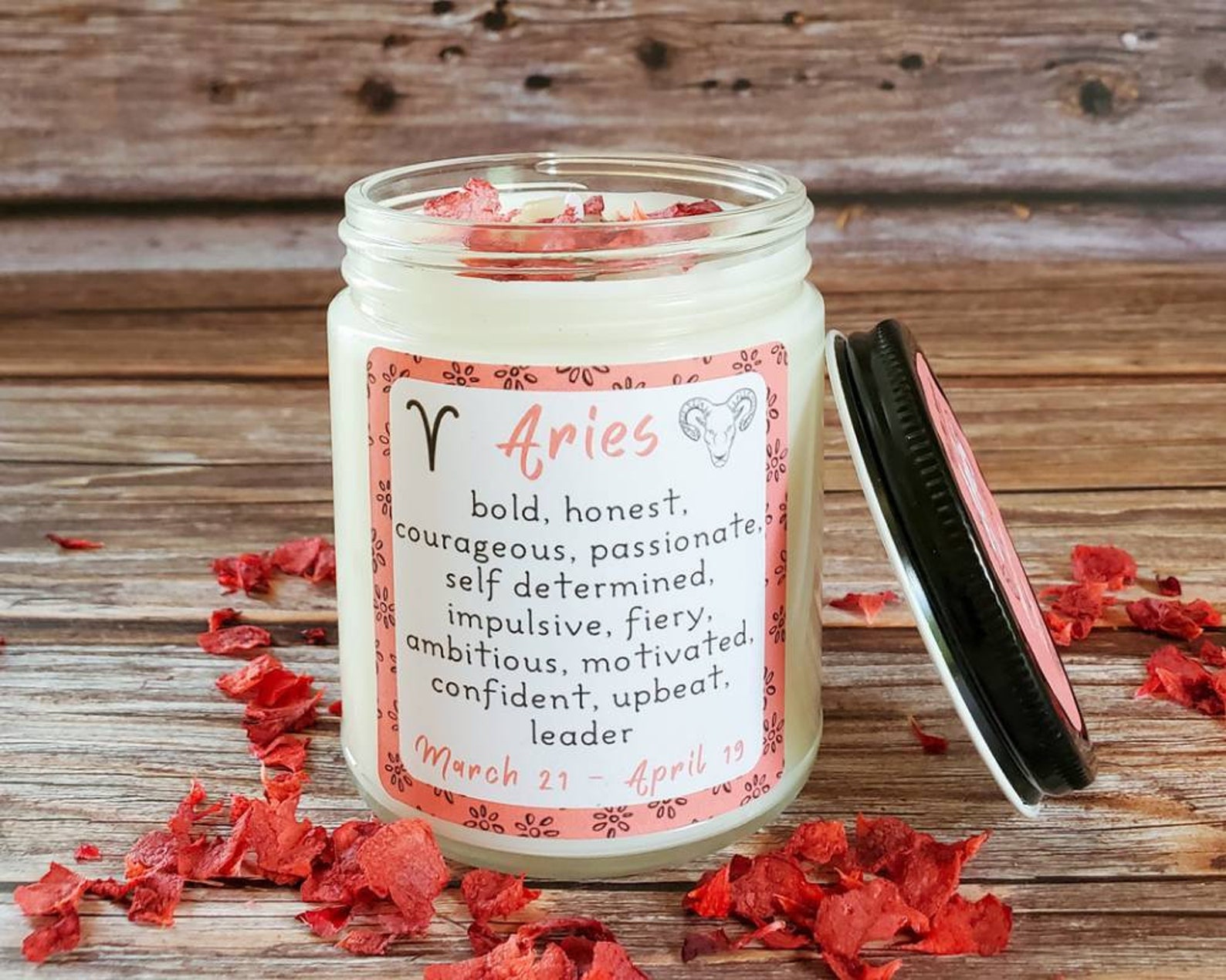 Aries Candle Zodiac Gift for Aries Candles with Crystals Etsy