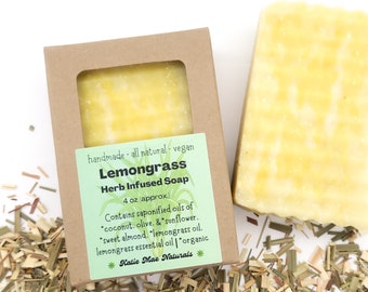 Lemongrass Soap | Herb Infused Soap | Lemongrass Scented Soap | Herbal Soaps | Zero Waste Bar Soap | Eco Friendly Soap