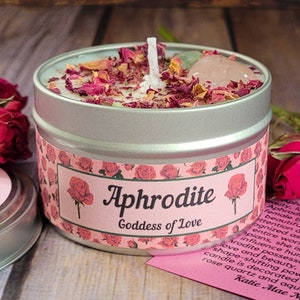 Aphrodite Goddess Candle: Rose Quartz, Soy Wax, Loving Spell Scent image 10