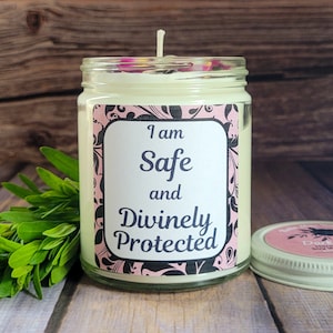 Protection Spell Candle: Obsidian, Quartz, Herbs, Dark Musk Scent