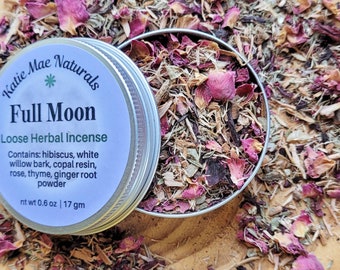 Full Moon Herbal Incense Blend: Ritual Smudging Herbs (0.6 oz)
