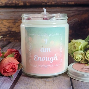 I Am Enough Candle | Self Love Candle | Intention Candles | Crystal and Herb Candles | Affirmation Candle
