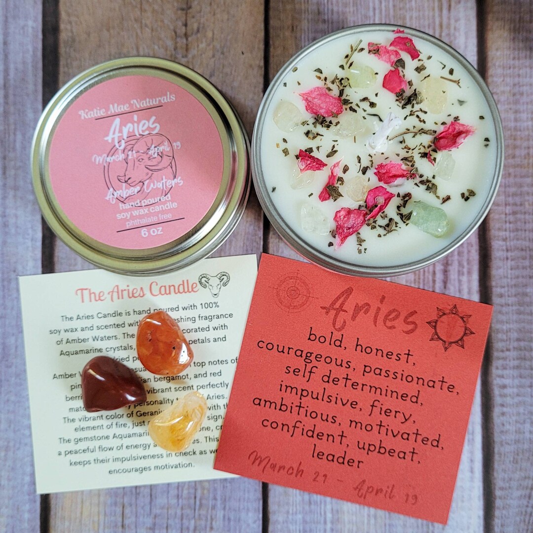 Aries Gift Set Aries Candle Gemstones for Aries Zodiac Gift for Aries Aries Birthstones Etsy