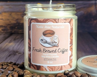 Vela de café recién hecho: cera de soja vertida a mano, 250 ml