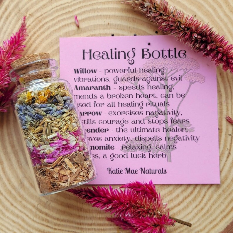 Healing Spell Bottle Mini Herb Bottle Witch Bottle Etsy