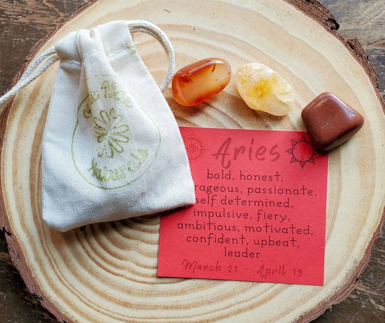 Aries Gemstone Set Aries Birthstones Ethical Gemstones Zodiac Gift for Aries Aries Crystal Set