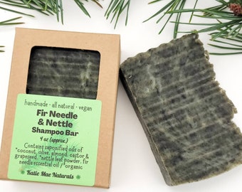 Nettle Leaf and Fir Needle Shampoo Bar | Pine Scented | Natural Hair Care | Eco Friendly | Zero Waste | Vegan Soap | Palm Free Soap