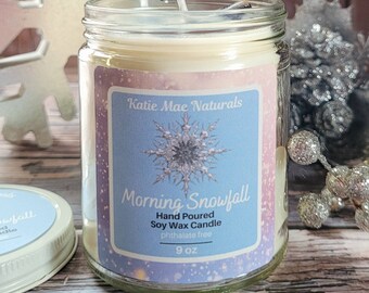 Morning Snowfall Soy Wax Candle | Candles with Crystals | Eco Friendly Candles | Holiday Candles