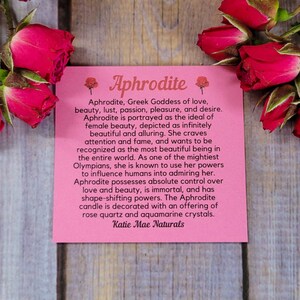 Aphrodite Goddess Candle: Rose Quartz, Soy Wax, Loving Spell Scent image 3