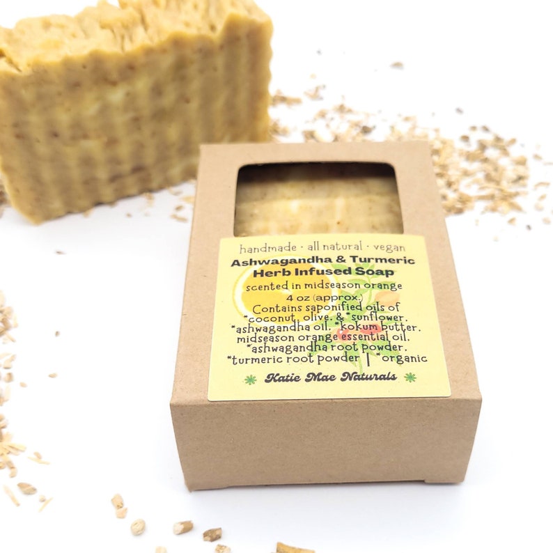Ashwagandha Turmeric Herb Soap: Orange Scented, Zero Waste image 5
