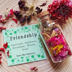 Friendship Spell Bottle | Dried Flowers and Herbs | Witch Bottle
