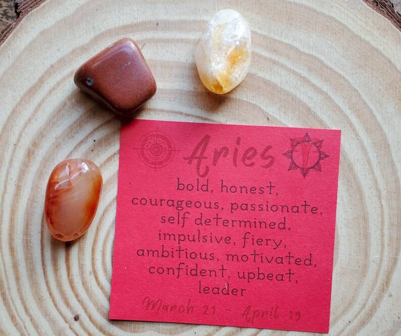 Aries Gemstone Set Aries Birthstones Ethical Gemstones Zodiac Gift for Aries Aries Crystal Set