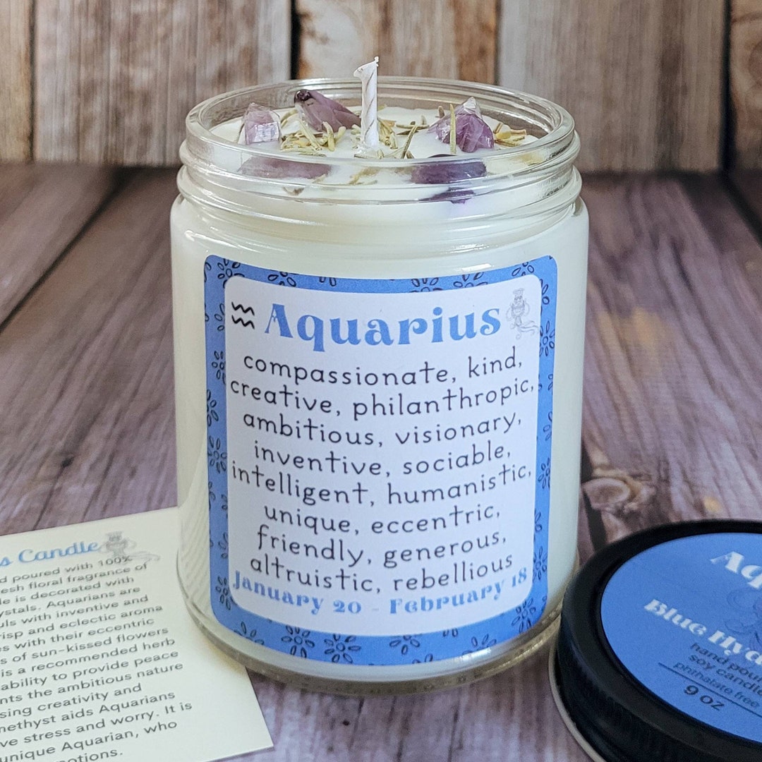 Aquarius Candle Zodiac Gift for Aquarius Candles With Etsy