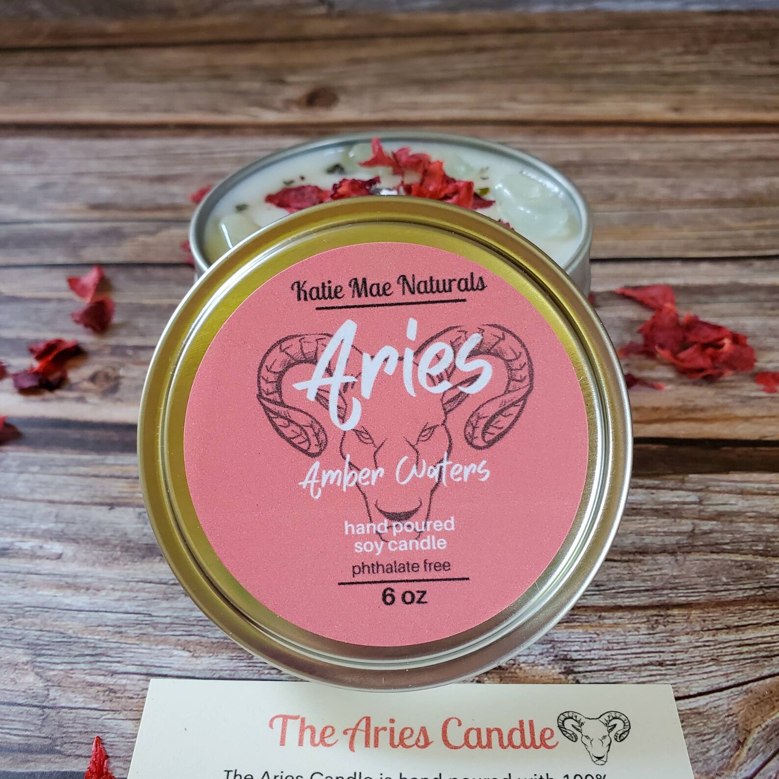Aries Candle Zodiac Gift for Aries Candles with Crystals Etsy