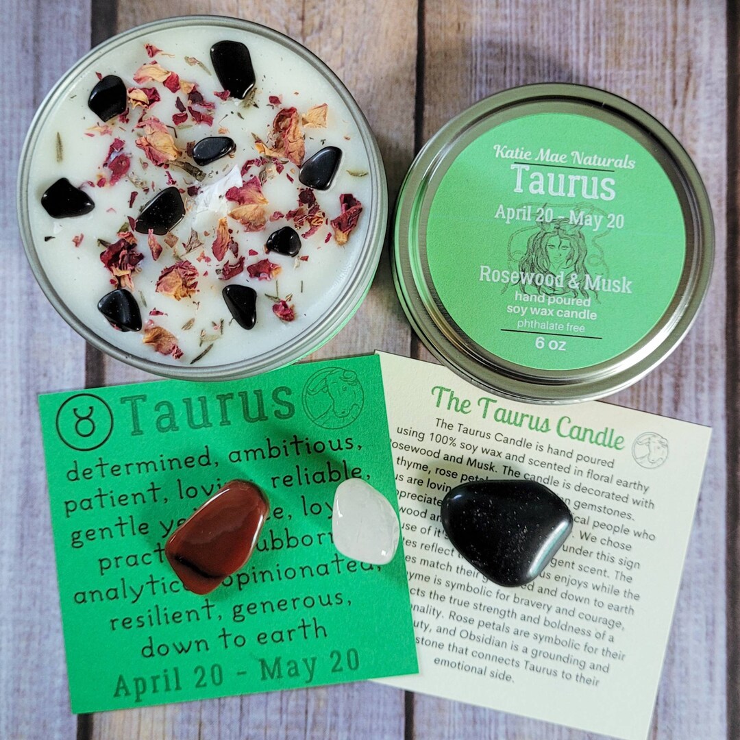 Taurus Gift Set Taurus Candle Taurus Crystals Etsy