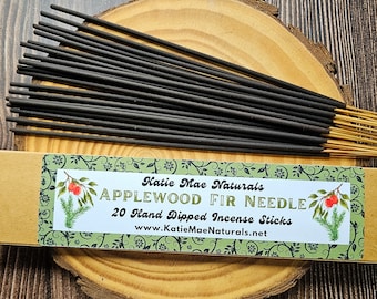 Applewood Fir Needle Hand Dipped Incense | Incense Sticks | Pack of 20