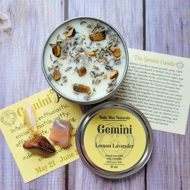 Gemini Gift Set Gemini Candle Gemini Crystals Etsy