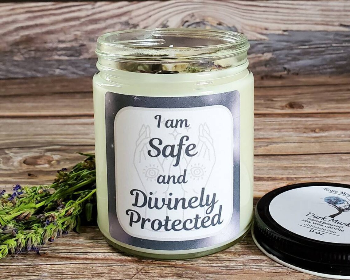 Protection Candle Intention Candles Crystal and Herb Etsy