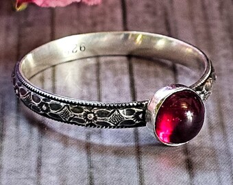 Sterling Silver Ruby Ring | July Birthstone Ring | Gemstone Ring | Silver Stacking Ring | Silversmithed Ring