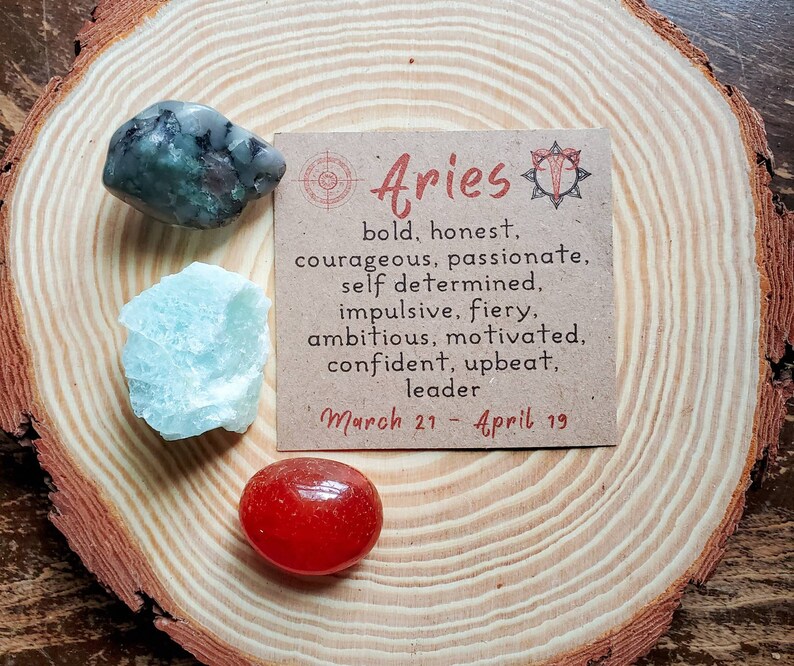 Aries Gemstone Set Aries Crystal Set Zodiac Gift for Aries Etsy