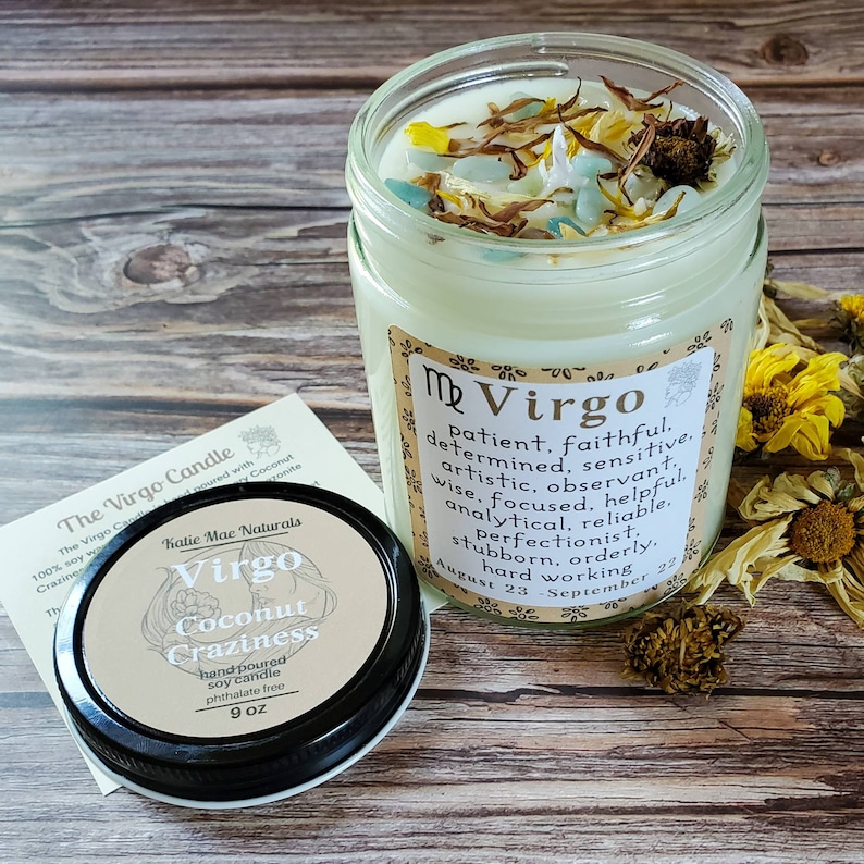 Virgo Candle Virgo Zodiac Gift Candle with Crystals and Etsy