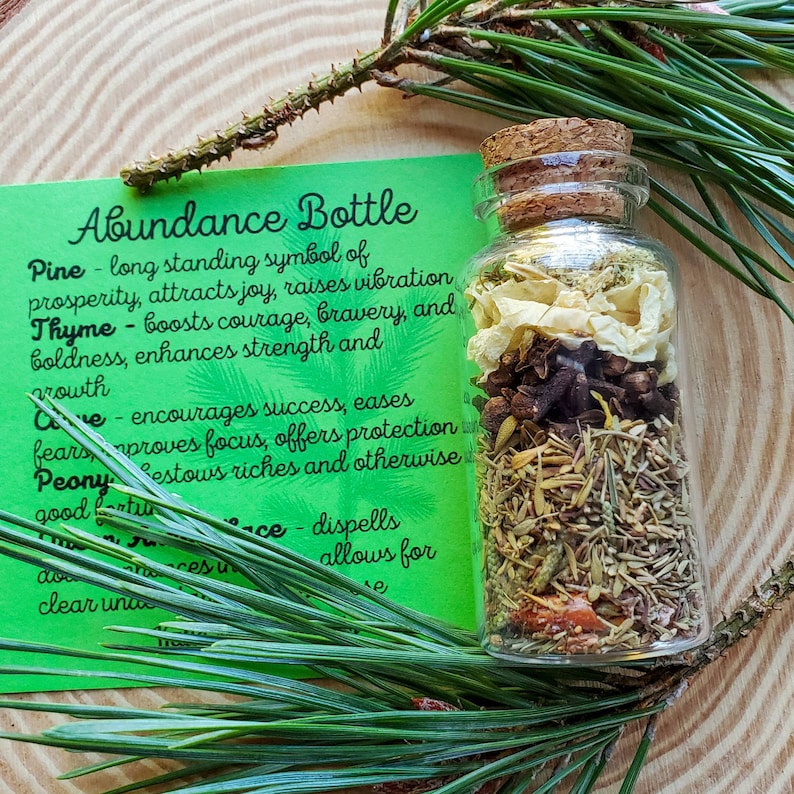 Abundance Spell Bottle Prosperity Mini Herb Bottle Witch Etsy Canada