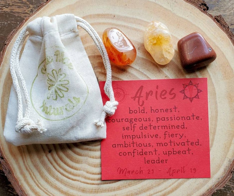 Aries Gemstone Set Aries Birthstones Ethical Gemstones Zodiac Gift for Aries Aries Crystal Set