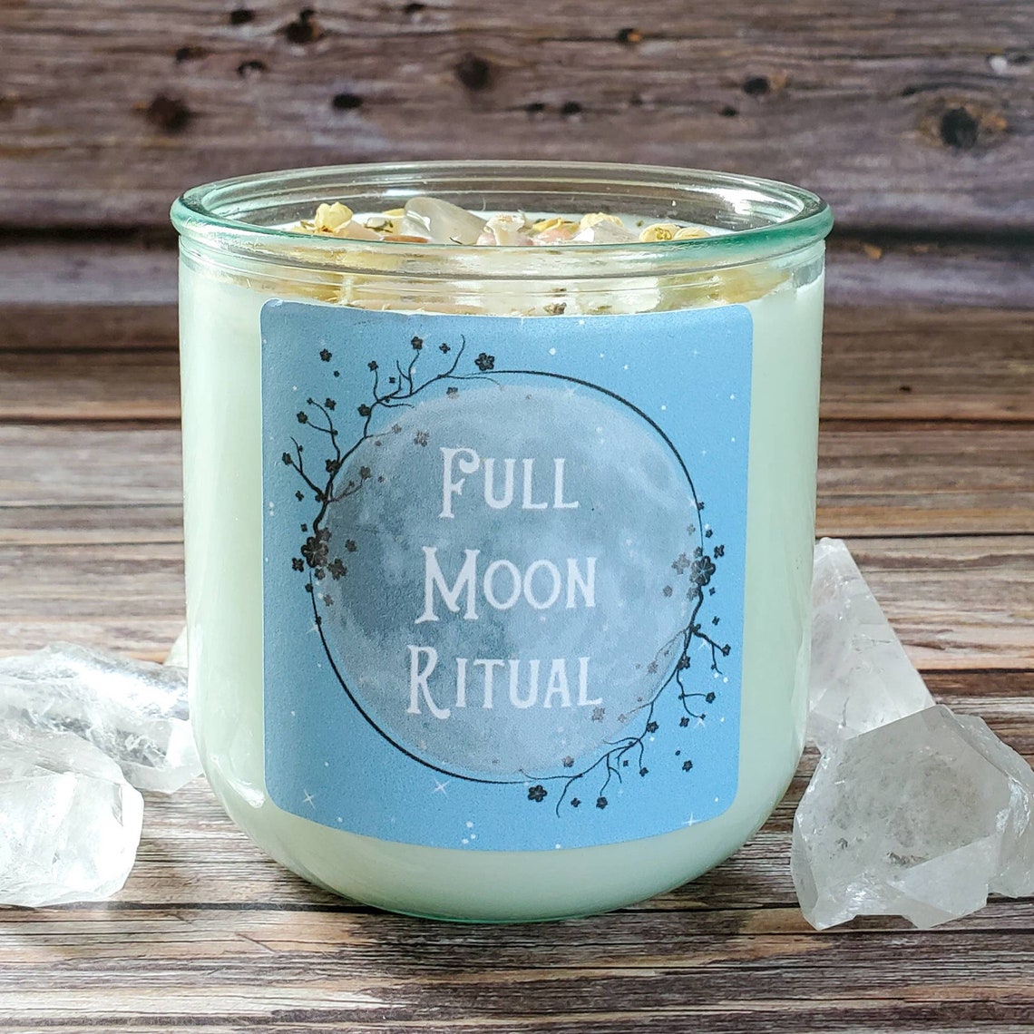 Full Moon Candle Full Moon Ritual Crystal and Herb Candles Etsy
