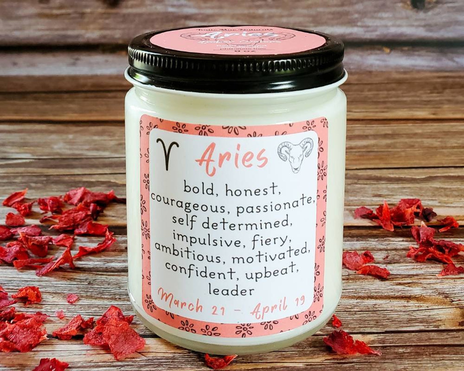 Aries Candle Zodiac Gift for Aries Candles with Crystals Etsy