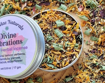 Divine Vibrations Herbal Incense Blend: Floral Aromatherapy Smoke Cleanse