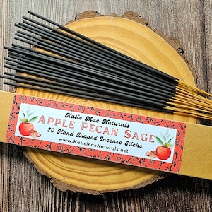 Apple Pecan Sage Hand Dipped Incense | Incense Sticks | Pack of 20 | Halloween Incense