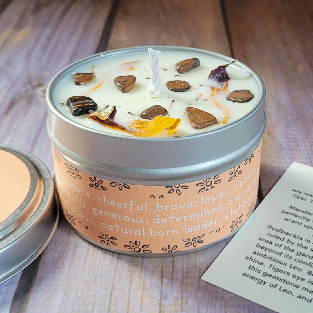 Leo Candle Zodiac Gift for Leo Candles With Crystals and Etsy