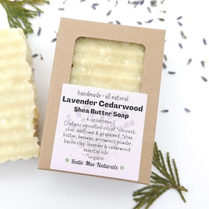 Lavender Cedarwood Shave Soap Shea Butter Soap For Shaving Eco Friendly Zero Waste Soap image 1