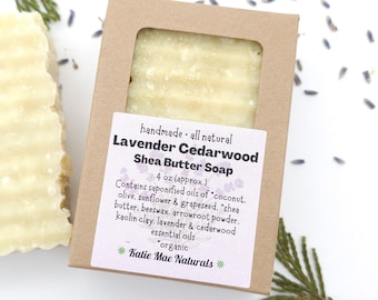 Lavender Cedarwood Shave Soap | Shea Butter Soap For Shaving | Eco Friendly Zero Waste Soap