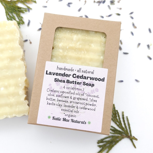 Lavender Cedarwood Shave Soap | Shea Butter Soap For Shaving | Eco Friendly Zero Waste Soap