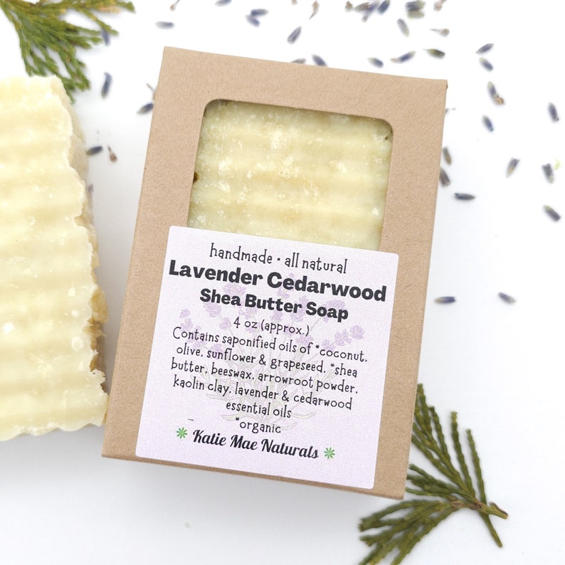 Lavender Cedarwood Shave Soap Shea Butter Soap For Shaving Eco Friendly Zero Waste Soap image 1
