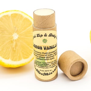 Lemon Vanilla Lip Balm | Zero Waste Lip Balm | Natural Eco Friendly Lip and Body Balm