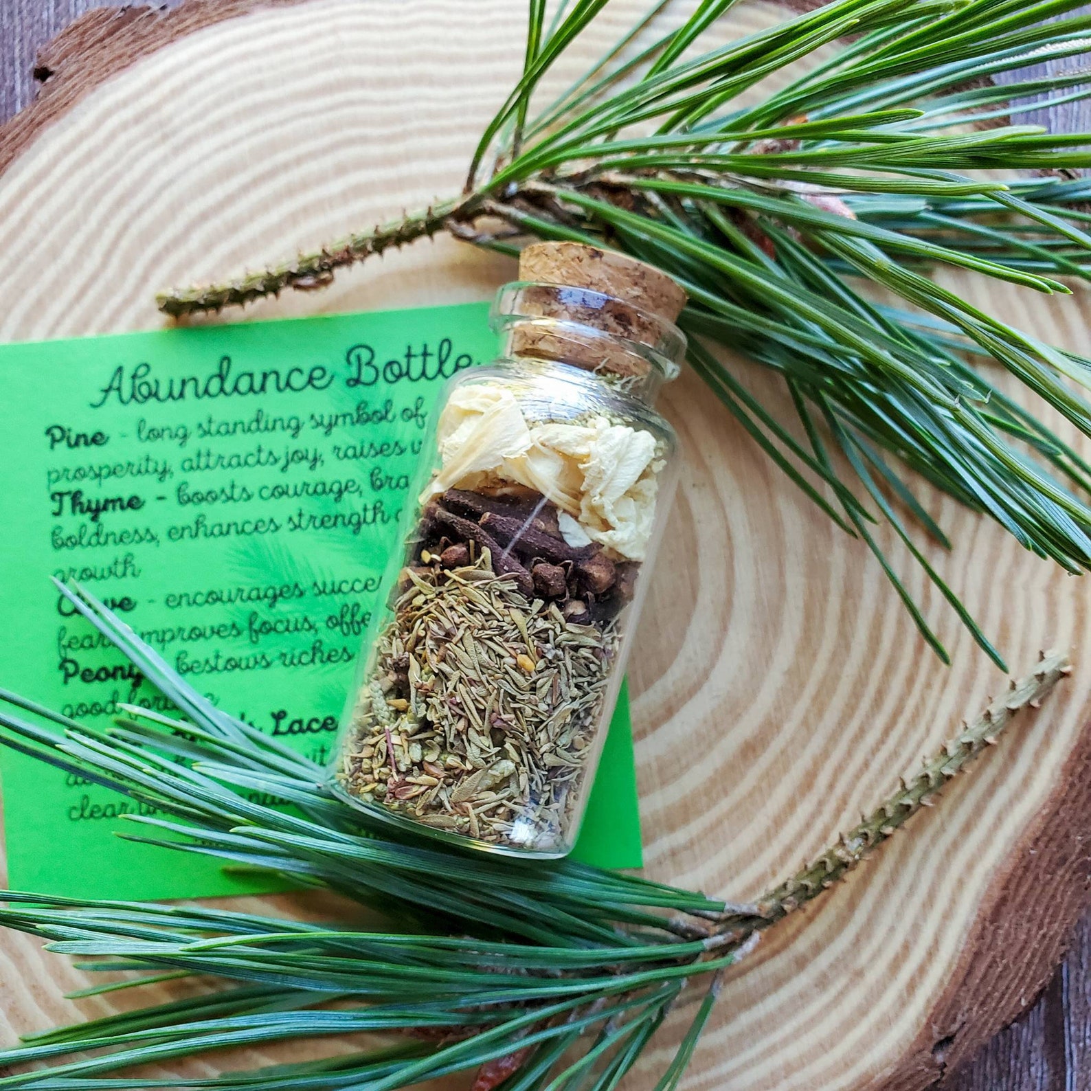 Abundance Spell Bottle Prosperity Mini Herb Bottle Witch Etsy Canada